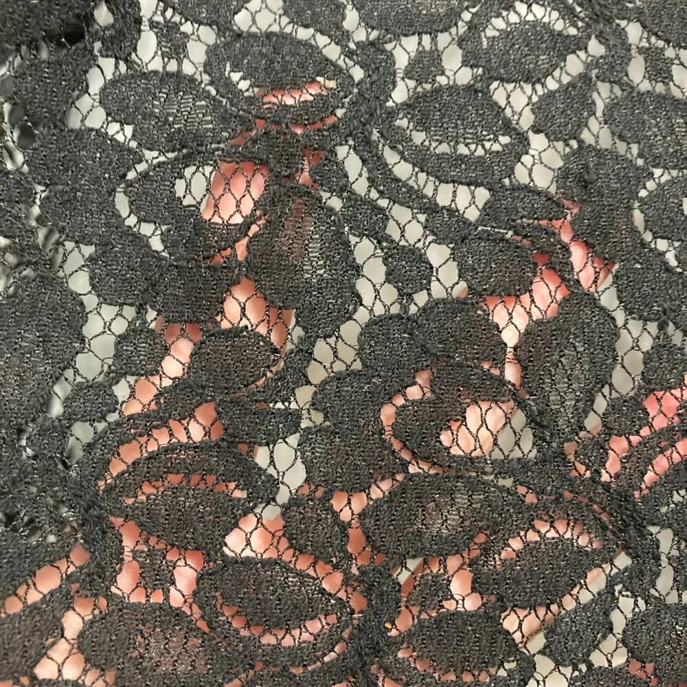 Old Navy Whimsigoth Black Romantic Lace Tee Top Short Sleeve Keyhole L/G - Picture 10 of 10